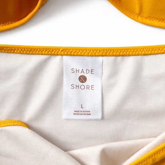 Shade & Shore Yellow One Shoulder Bikini Set Size L/34D NWT Braided Strap Swim - Picture 3 of 6